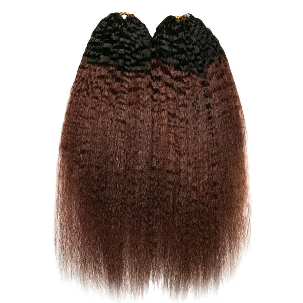 #T1B/4 Medium Brown Kinky Straight Human Crochet Hair
