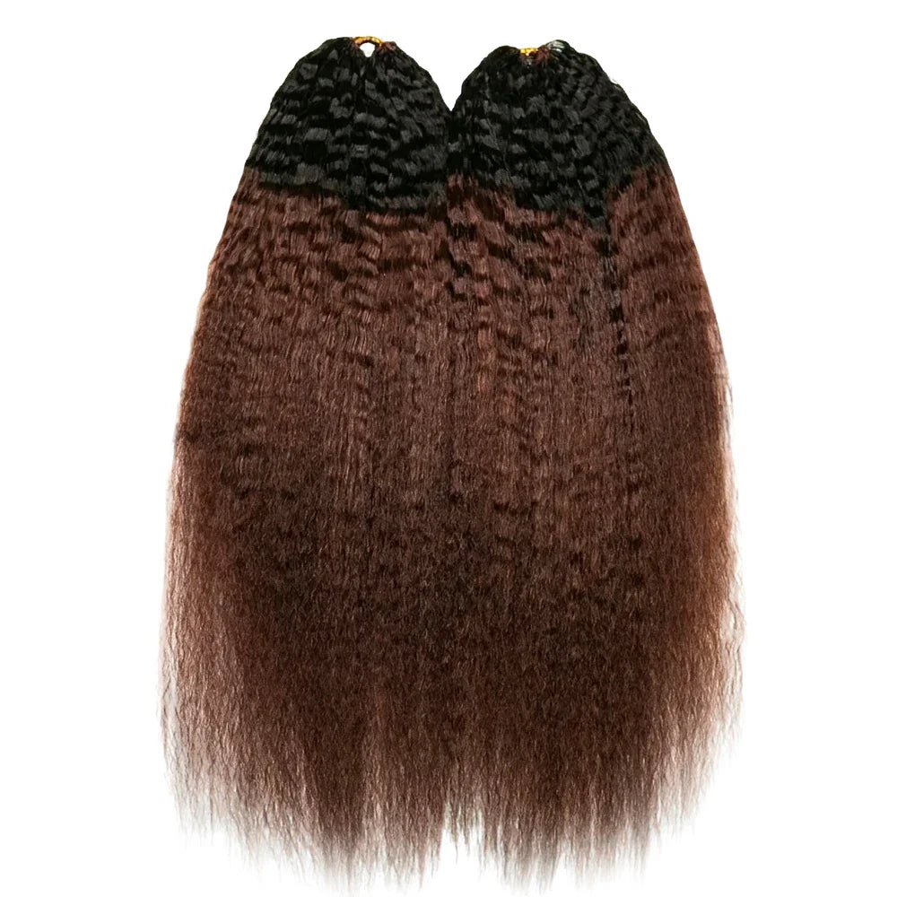 #T1B/4 Medium Brown Kinky Straight Human Crochet Hair