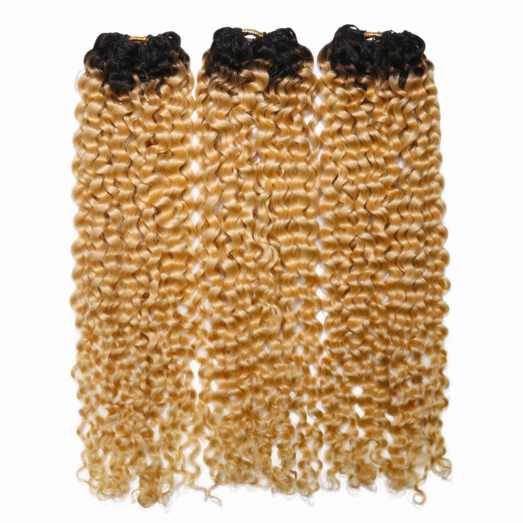 Ywigs #T1B/613 Ombre Color Water Wave Human Crochet Hair front view