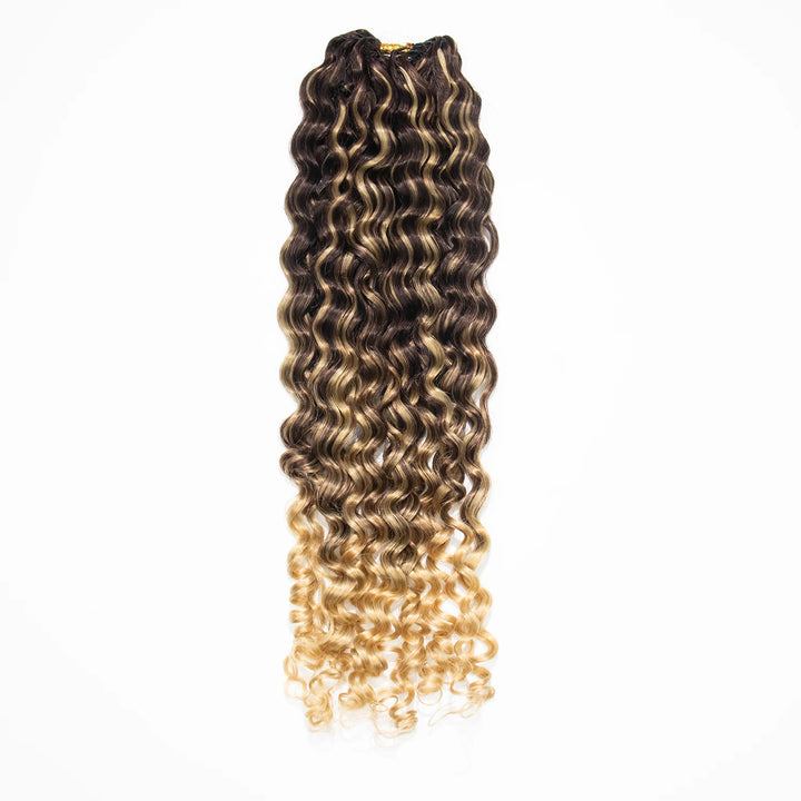 Detailed view of Ywigs #TNC/27 Ombre Water Wave Human Crochet Hair showing dimensional color blend and full texture