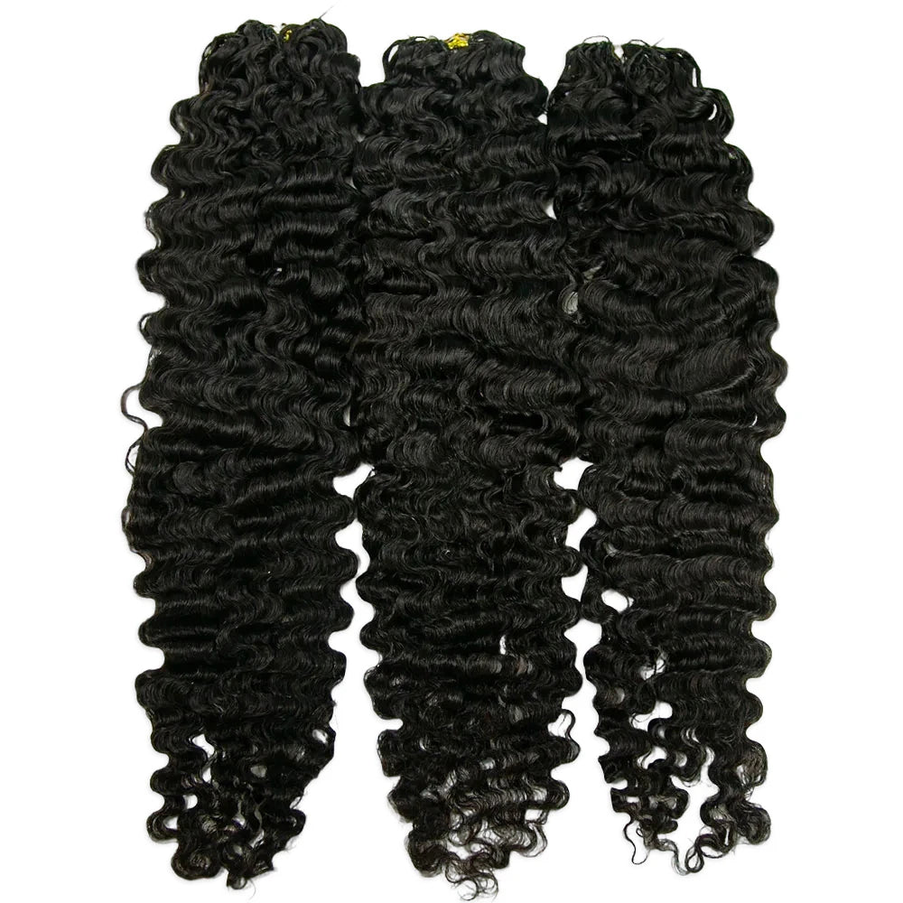 Water Deep Wave Feather Crochet Hair Natural Color