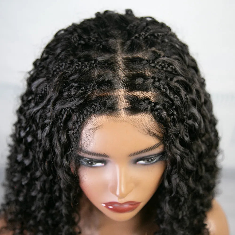 water wave 5x5 lace braid human hair wig