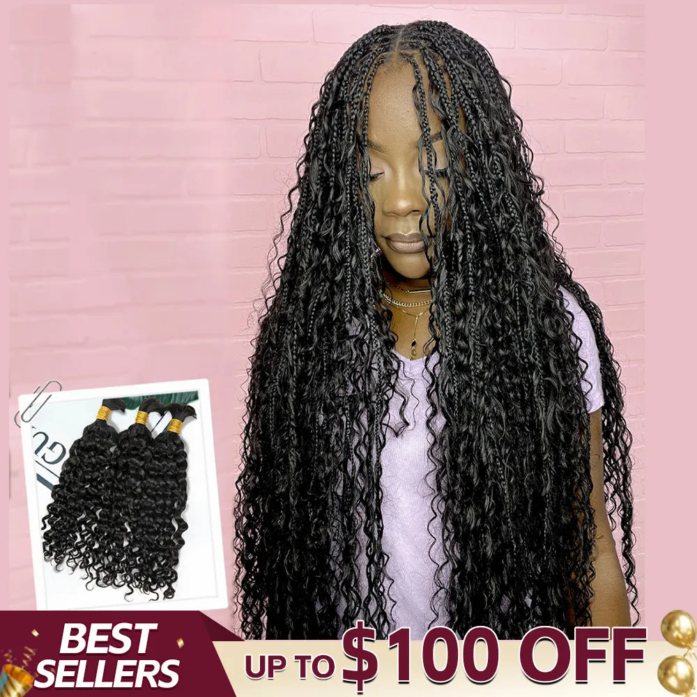 Water Wave Bulk Hair Extensions for Boho Knotless Braiding