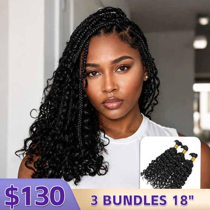 Ywigs Water Wave Bulk Hair Extensions for Boho Knotless Braiding front view