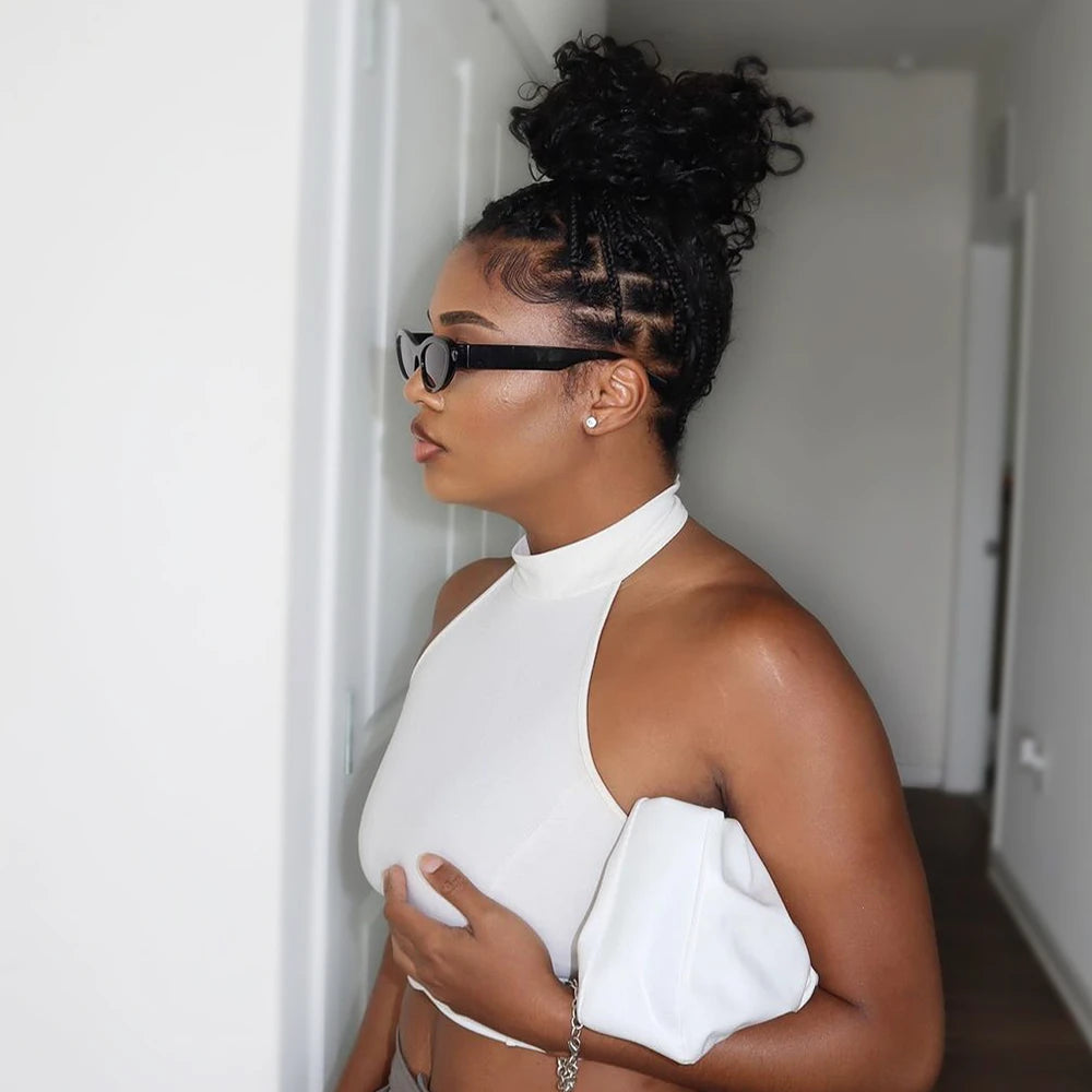 Ywigs Side angle of Water Wave Bulk Human Braiding Hair showing full volume and defined water wave texture