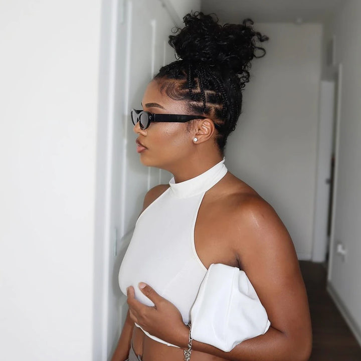 Ywigs Side angle of Water Wave Bulk Human Braiding Hair showing full volume and defined water wave texture