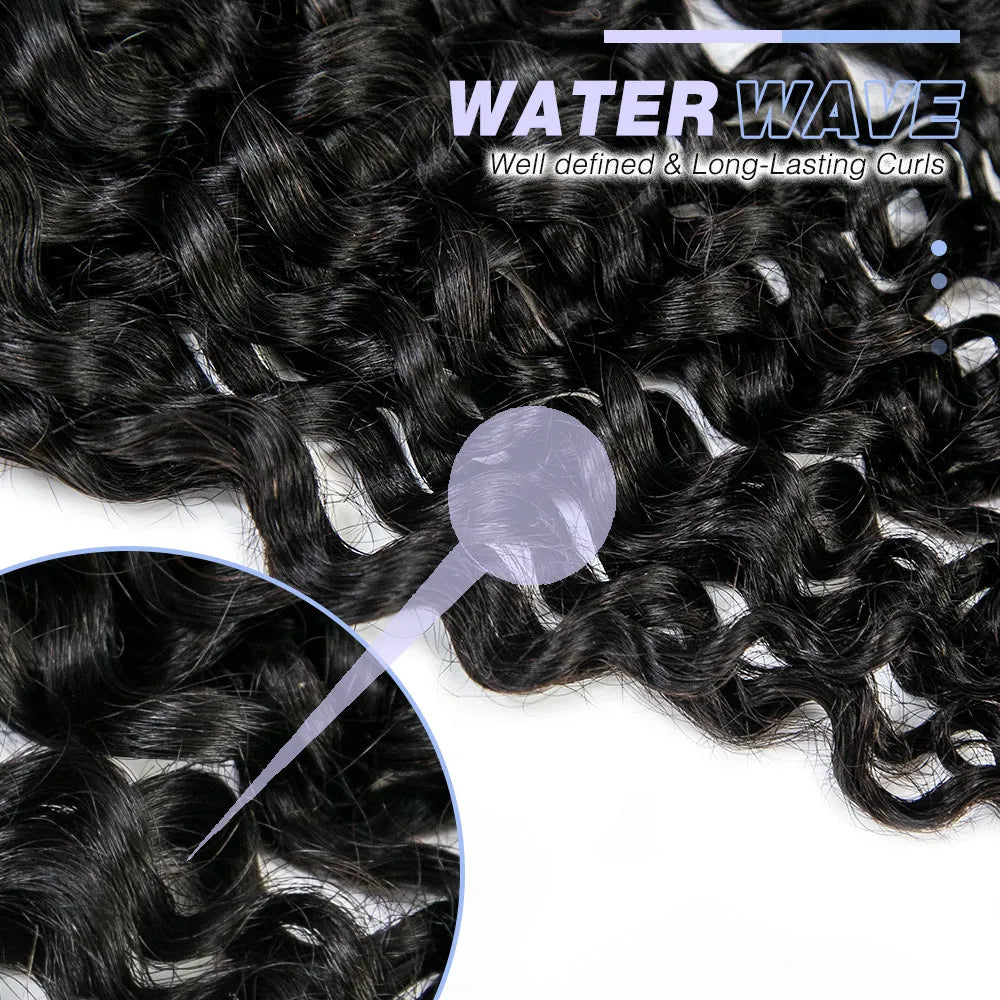 Ywigs Close up Water Wave Bulk Human Braiding Hair showing defined water wave texture
