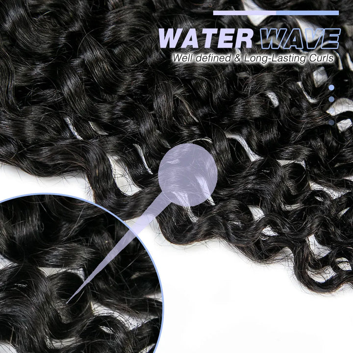 Ywigs Close up Water Wave Bulk Human Braiding Hair showing defined water wave texture