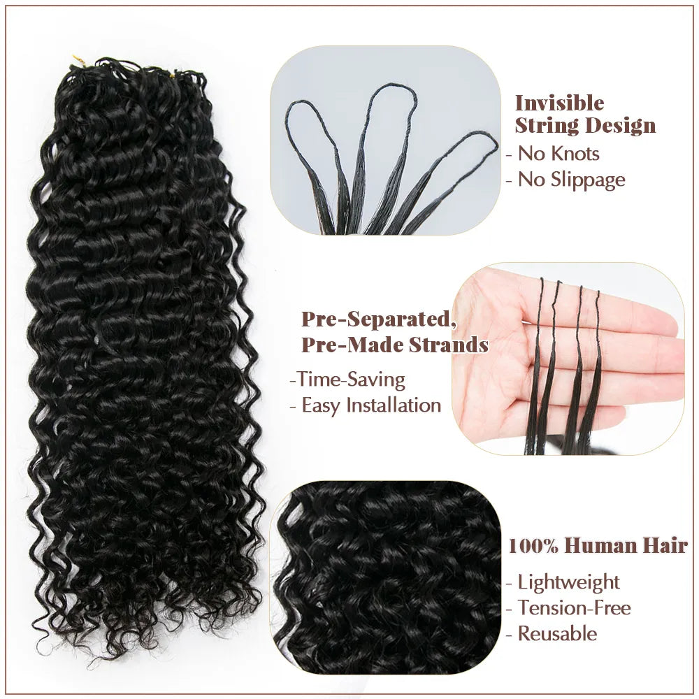 Natural Black water wave feather crochet hair front view Ywigs 