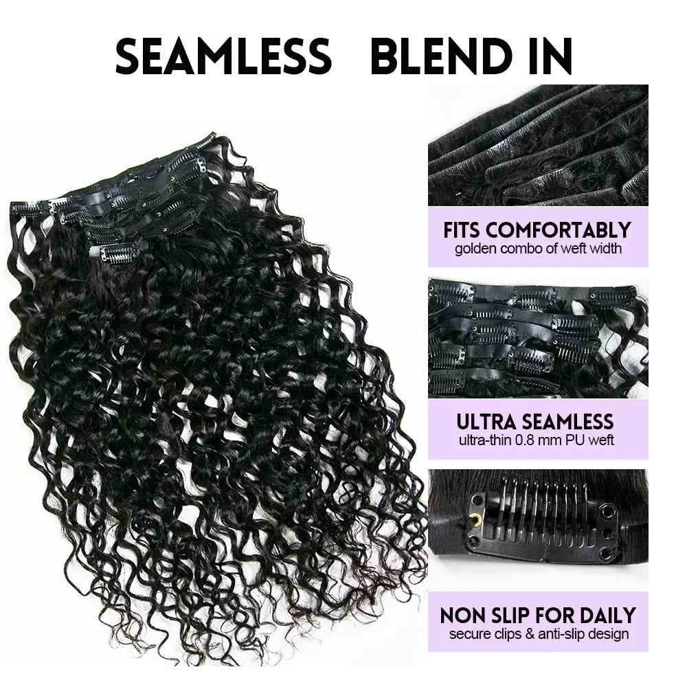 Invisible Edge Clip In Hair Extensions Water Wave – Ywigs