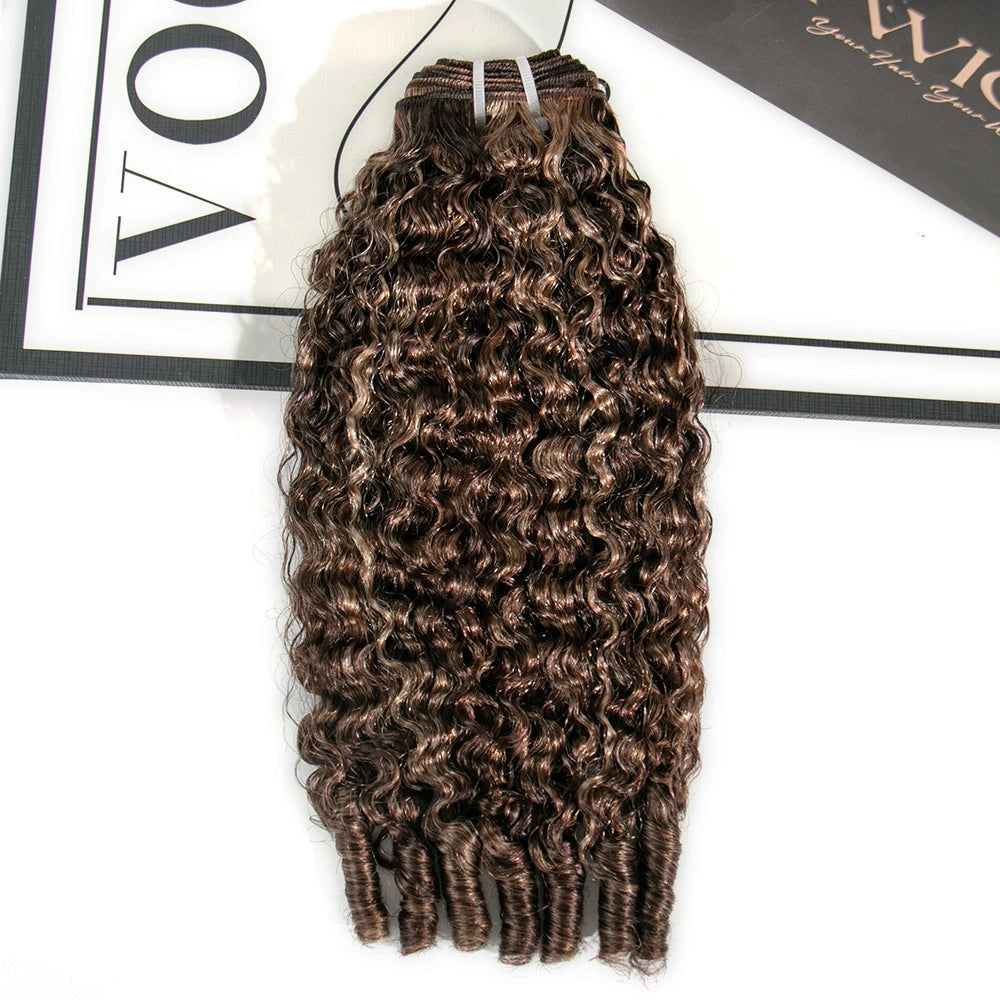 water curly human hair weft bundles mix color