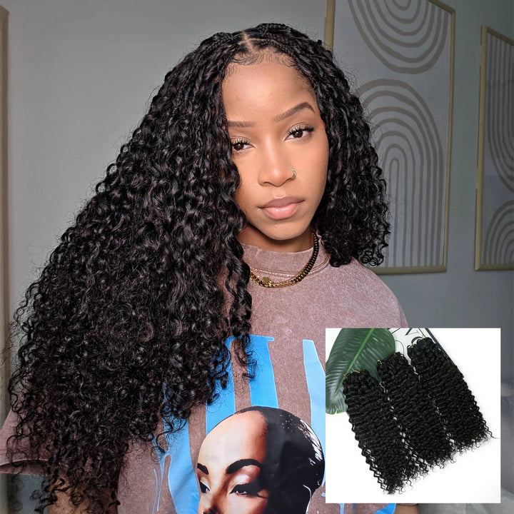 natural black water wave human crochet hair for miracle knots