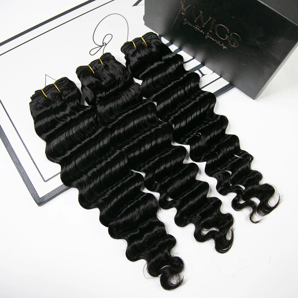 20 inch loose deep wave human weft bundles extensions