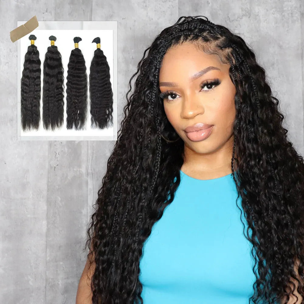Half Braids Half Sew-In Combo Deal Wet and Wavy Natural Color – Ywigs