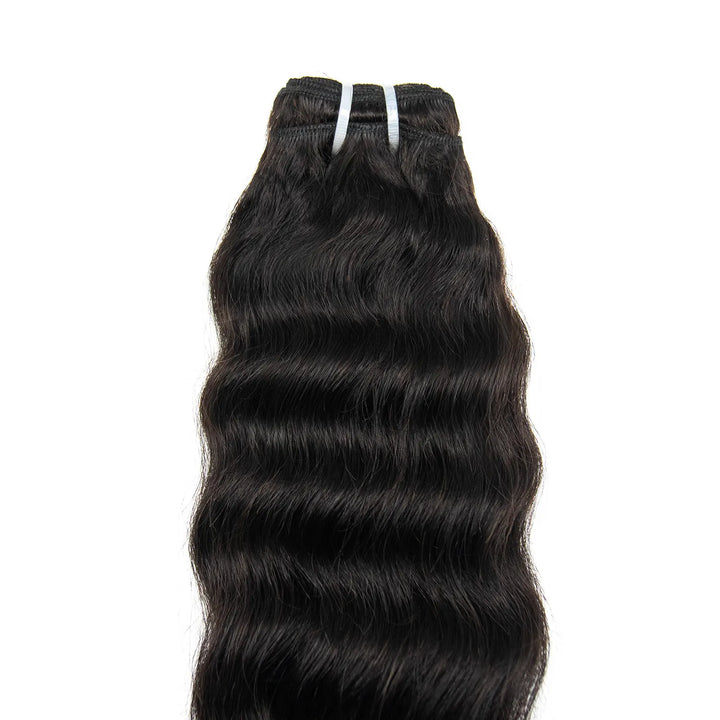 Close-up of Ywigs wet and wavy human hair top weft and soft natural wavy hair strands