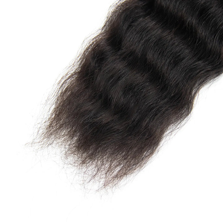 Close-up of Ywigs wet and wavy human hair ends with soft natural wavy strands and fluffy tips