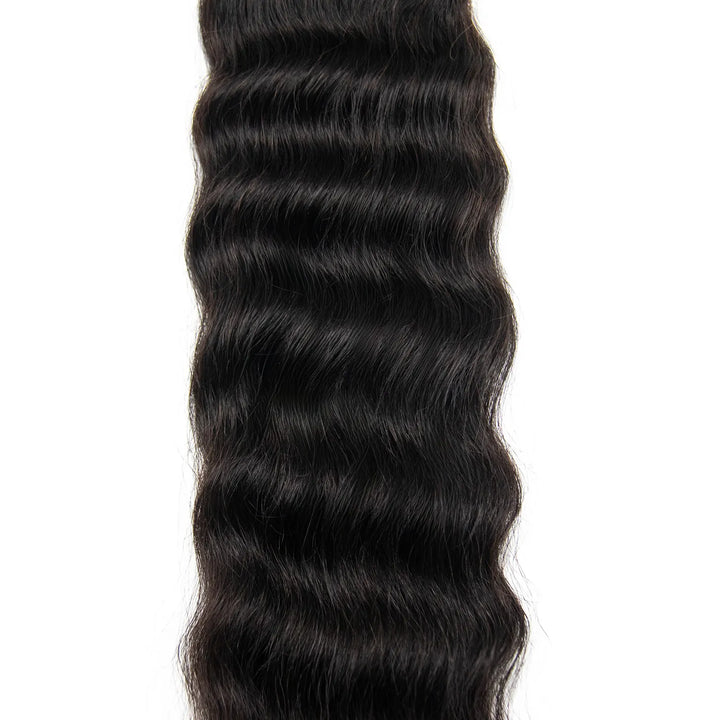 Close-up of Ywigs wet and wavy human hair showing consistent soft natural wavy pattern