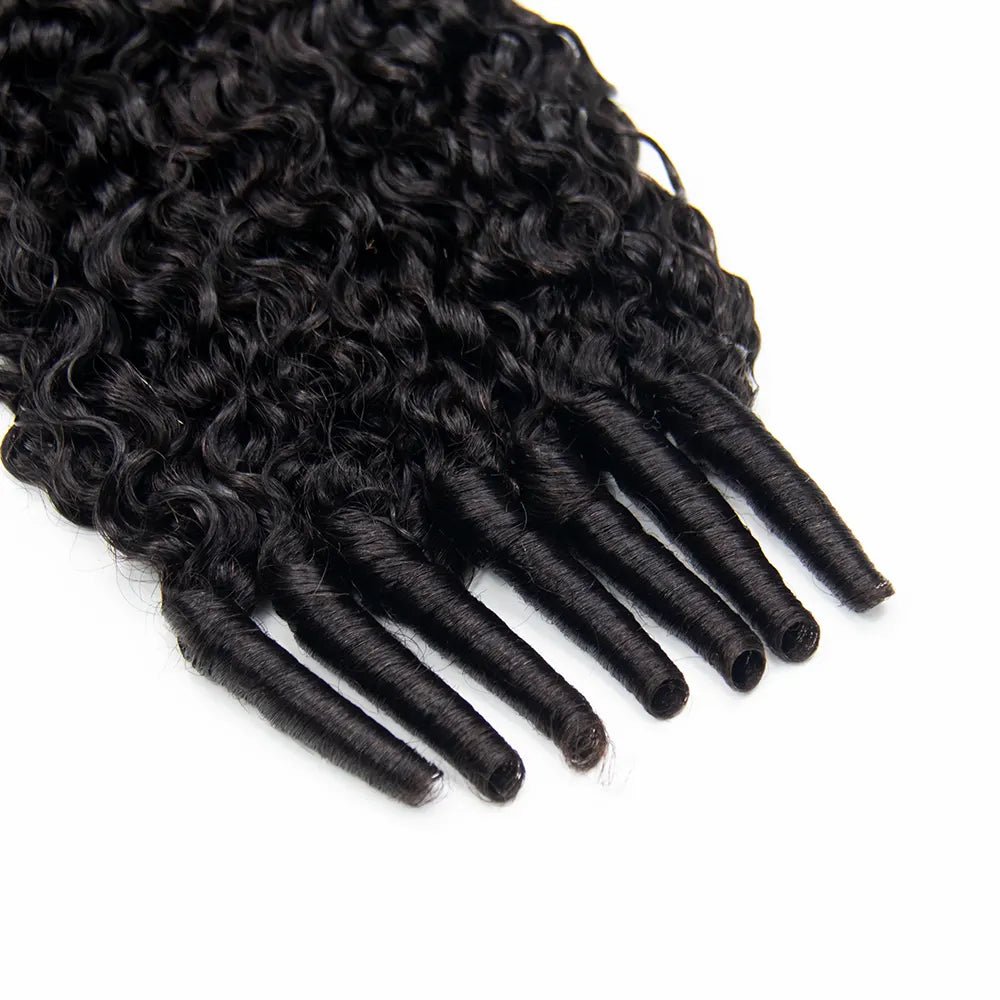 Detailed view of Ywigs Water Curly Micro Loop Hair Extensions showing soft, defined curls and natural-looking texture