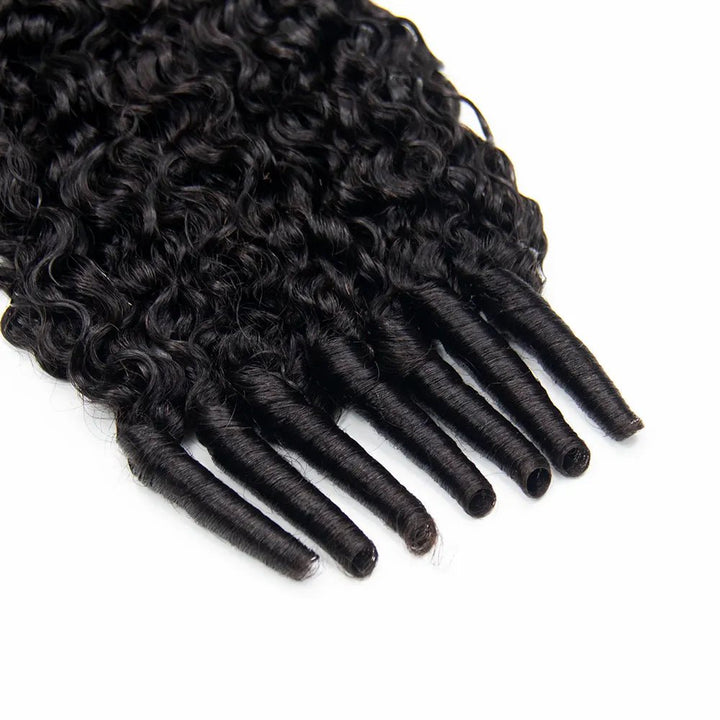 Detailed view of Ywigs Water Curly Micro Loop Hair Extensions showing soft, defined curls and natural-looking texture