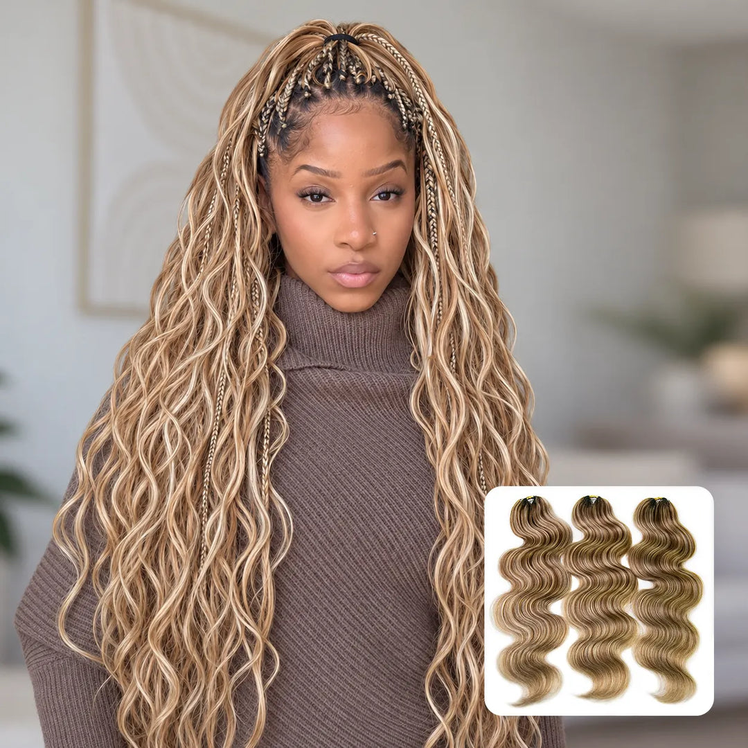 Ywigs #27/30/613 mix color blend body wave human crochet hair front view for bright blonde crochet braid style