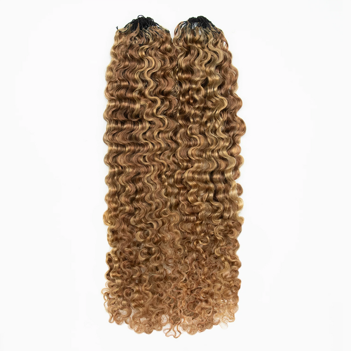 Ywigs #27/30 Mix Color Blend Water Deep Wave Feather Crochet Hair front view