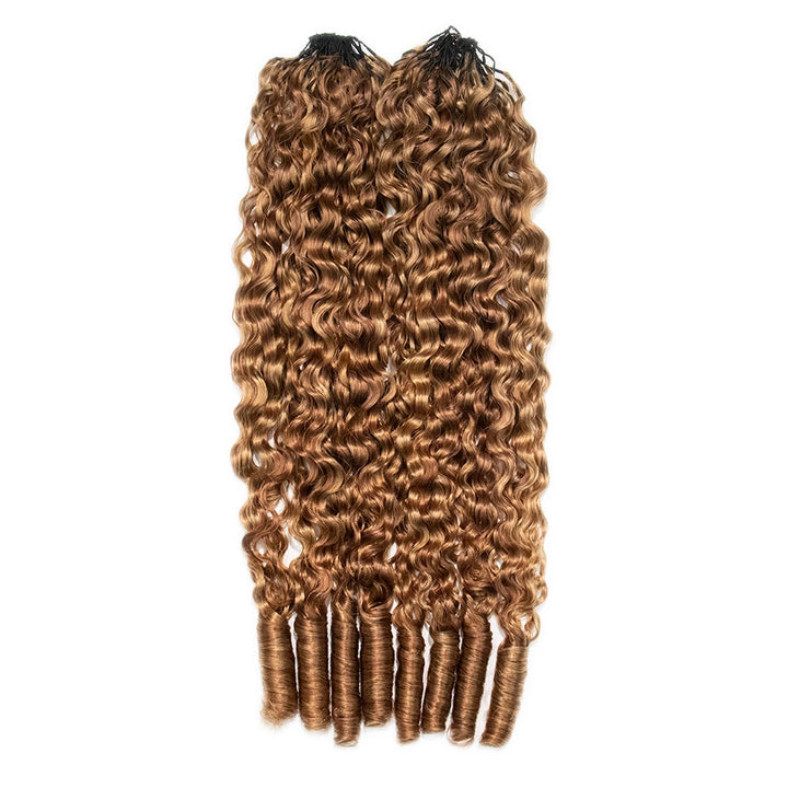 Ywigs #27/30 Water Curly Feather Crochet Human Hair one bundle showing full curly texture