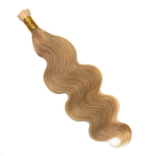 Top view of Ywigs #27 Honey Blonde Body Wave Braiding Hair showing neat strands and warm blonde color