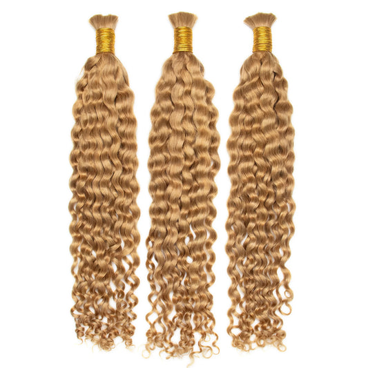 Ywigs #27 Honey Blonde Spanish Curl Human Bulk Hair front view