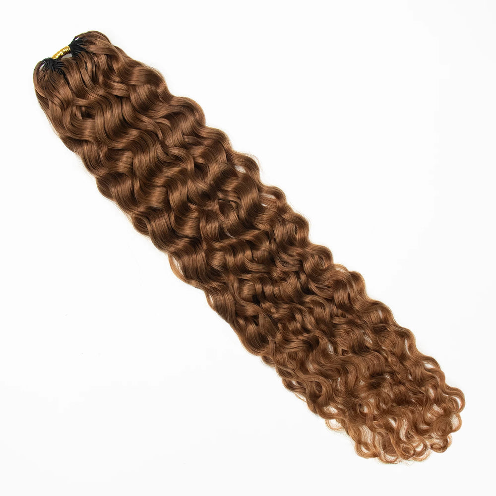 Ywigs #30 Light Brown Water Wave Human Crochet Hair one bundle showing full wave texture