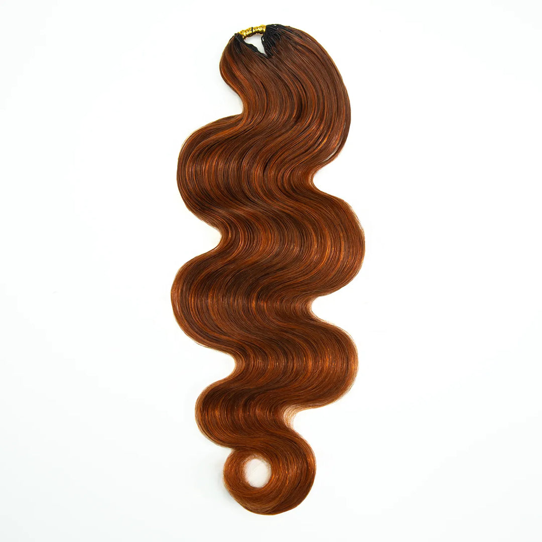 Ywigs #350/Auburn Blend Body Wave Human Crochet Hair front view showing warm auburn color and soft waves