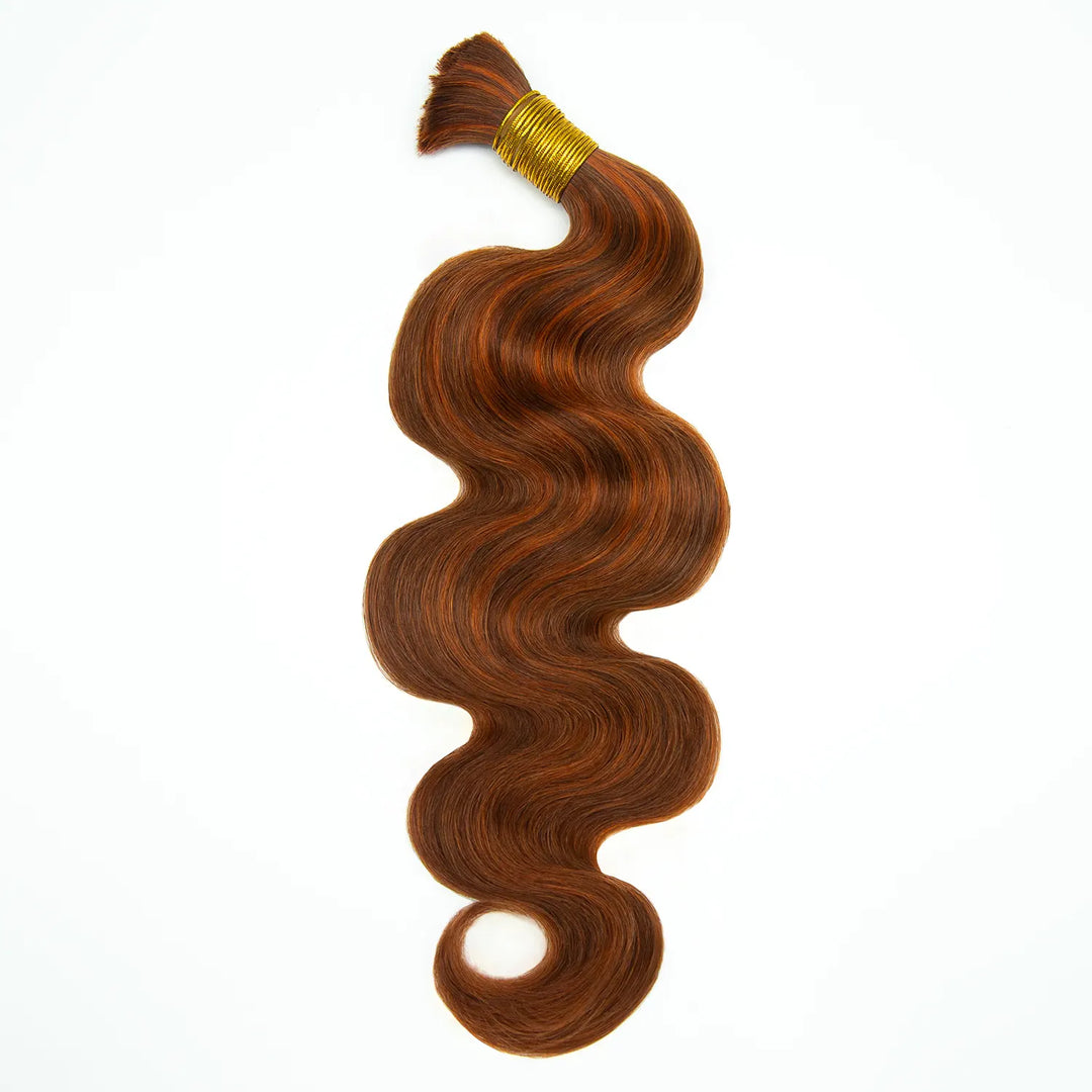 Ywigs #350/Auburn Mix Color Blend Body Wave Bulk Human Braiding Hair front view
