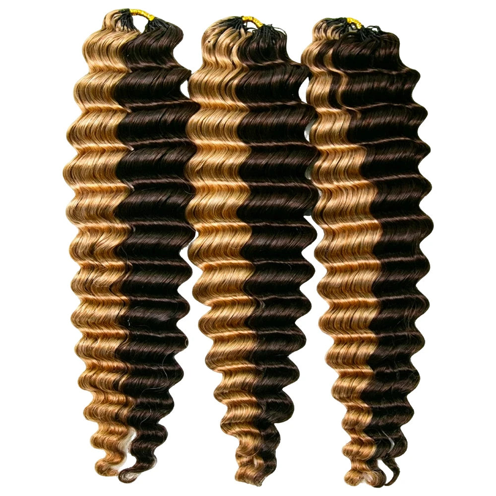 deep wave human crochet hair #4/27 color for miracle knots