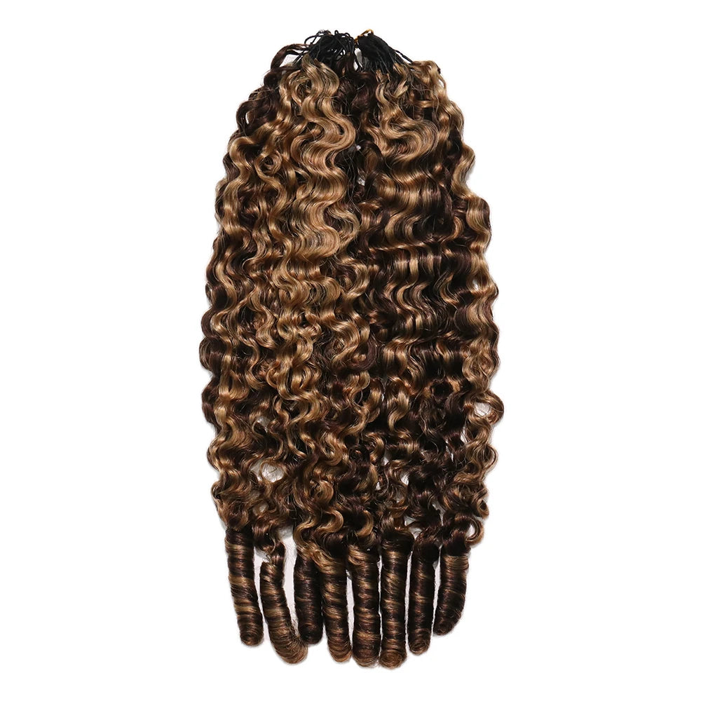 Ywigs #4/#27 Water Curly Feather Crochet Human Hair one bundle showing full curly texture