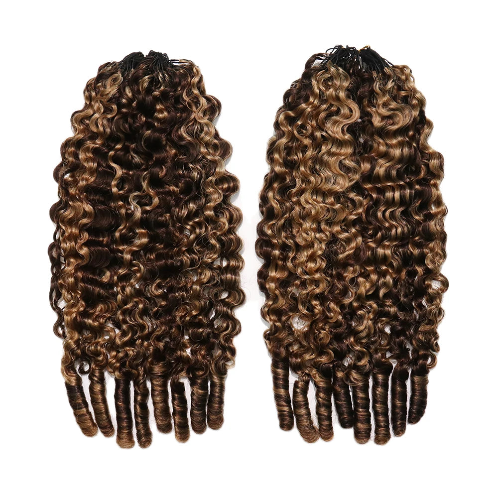 Ywigs #4/#27 Mix Color Water Curly Feather Crochet Human Hair front view