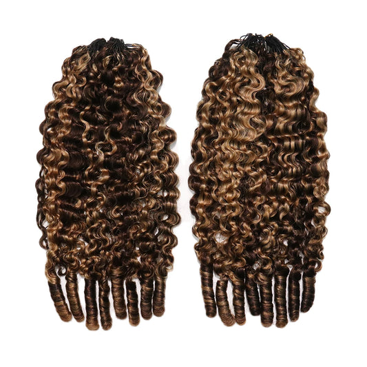 Ywigs #4/#27 Mix Color Water Curly Feather Crochet Human Hair front view