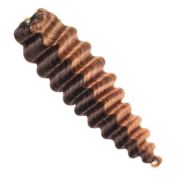 Ywigs #4/#30 Mix Color Deep Wave Crochet Human Hair one bundle showing full wave texture