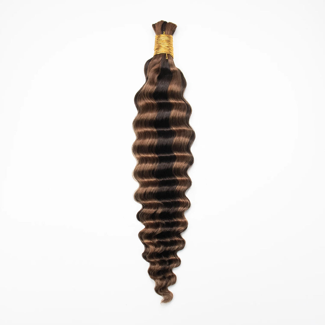 Ywigs #4/#30 Mix Color Blend Deep Wave Bulk Hair Extensions for Braiding front view