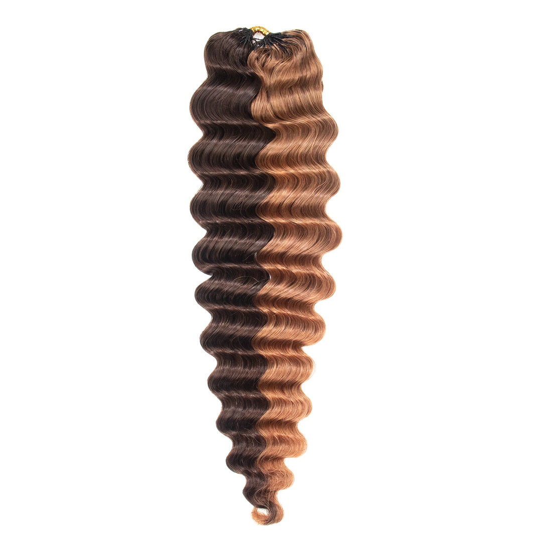 Ywigs #4/#30 Mix Color Blend Deep Wave Crochet Human Hair front view