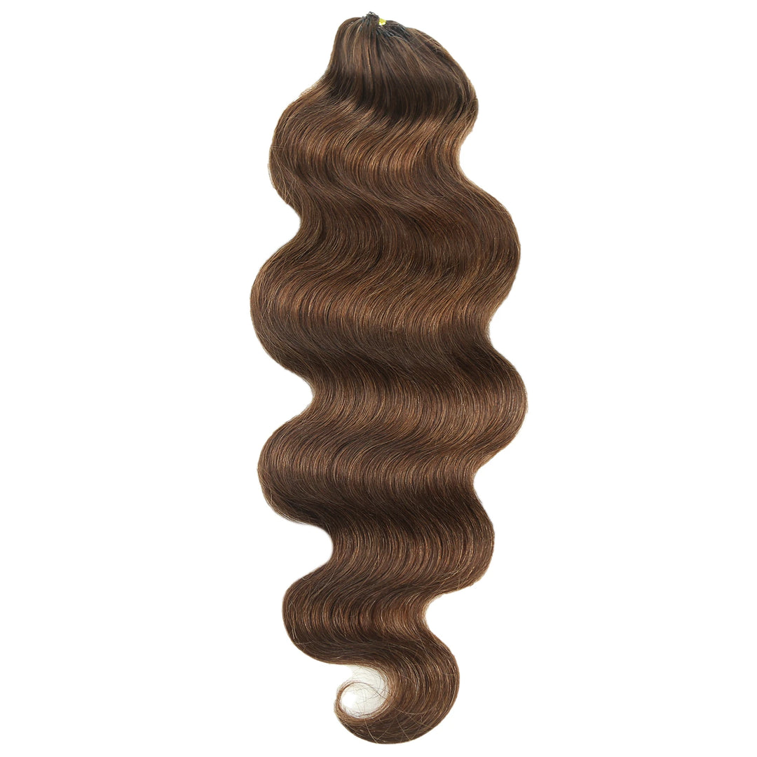 Ywigs #4 Medium Brown Body Wave Human Crochet Hair one bundle showing full wave texture