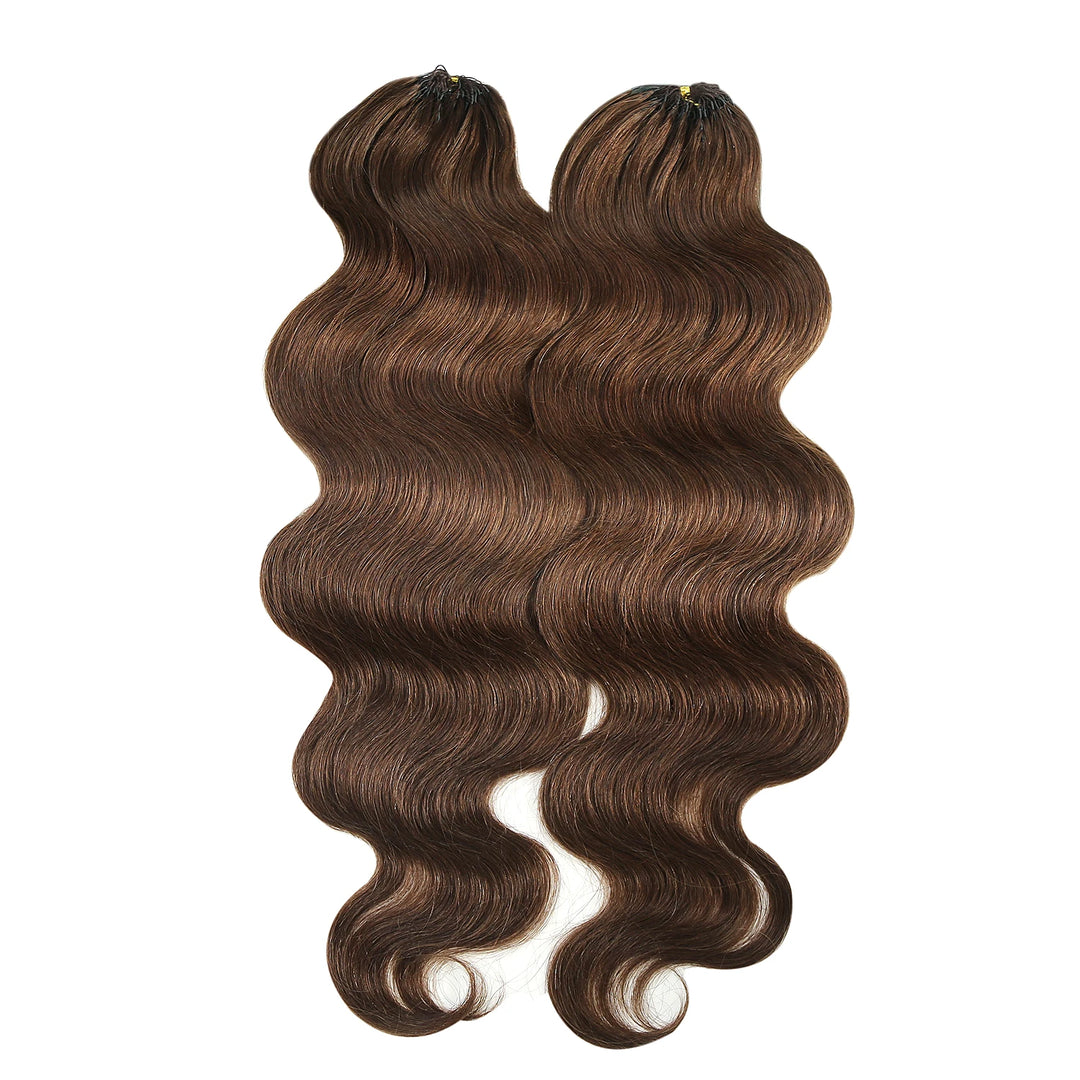 Ywigs #4 Medium Brown Body Wave Human Crochet Hair front view