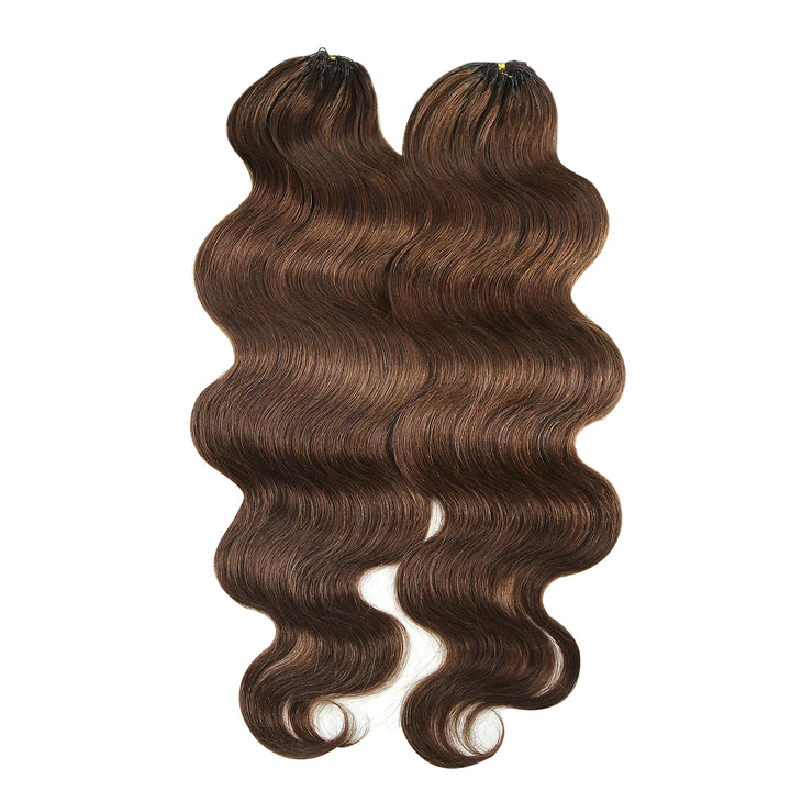 Ywigs #4 Medium Brown Body Wave Human Crochet Hair front view