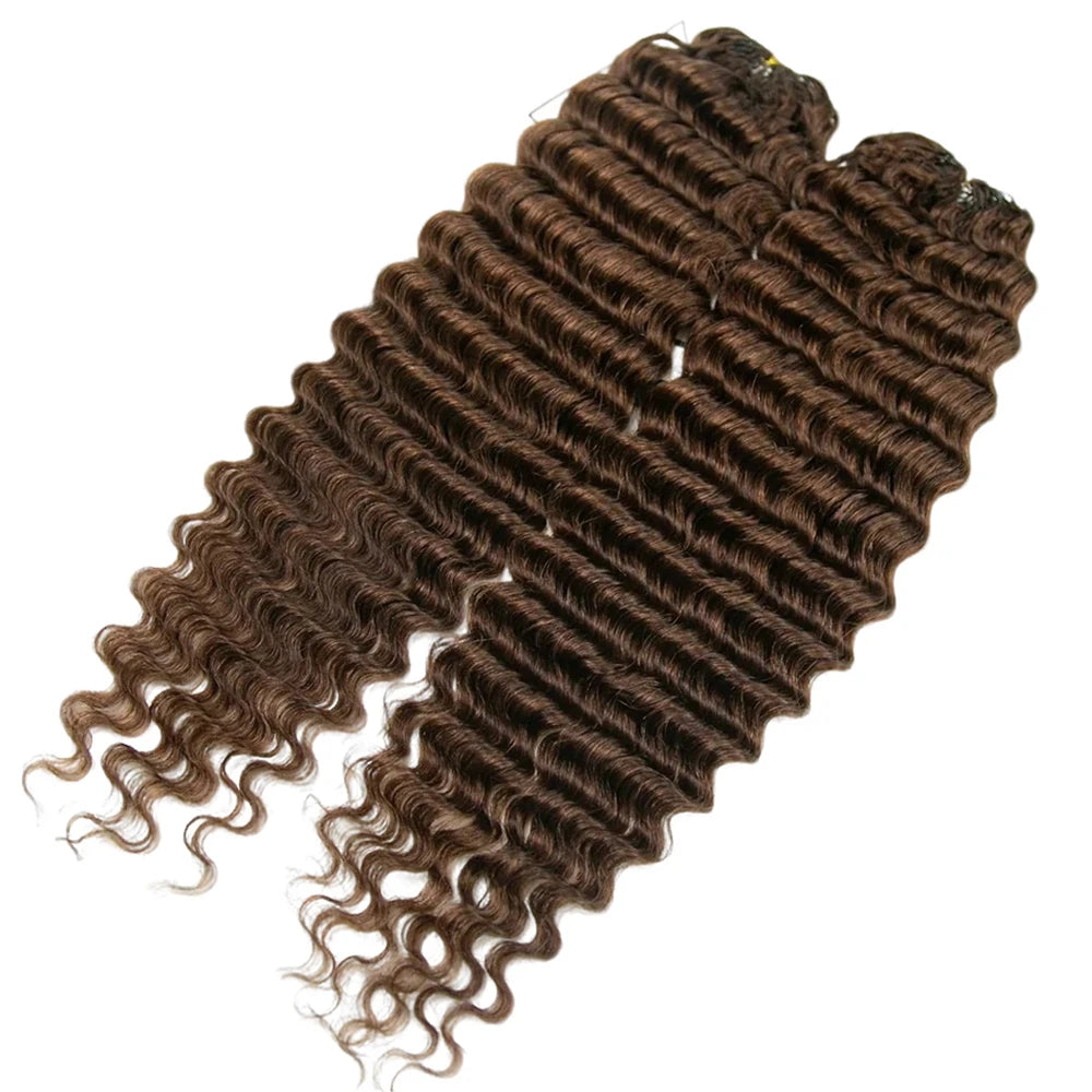 Deep Wave #4 Medium Brown Human Crochet Hair for Woman