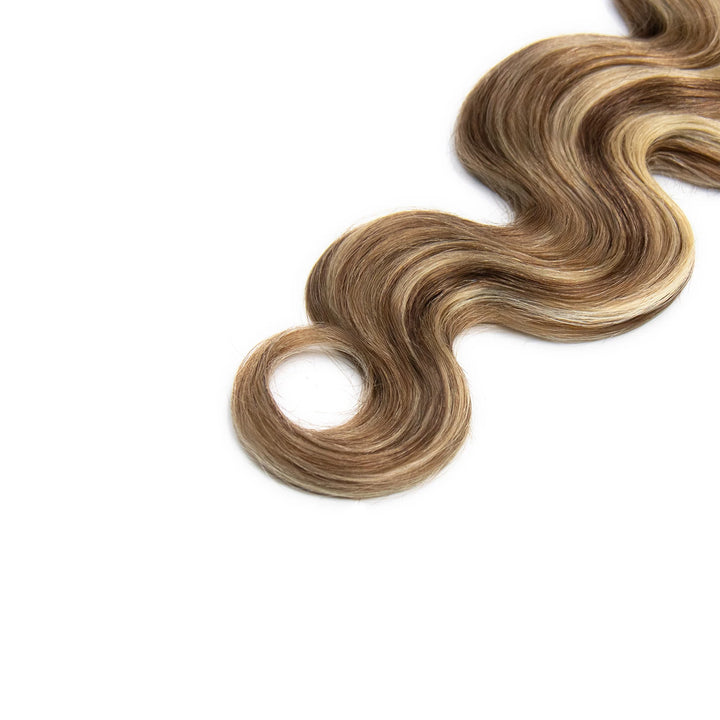 Close-up of Ywigs #6/60 Body Wave Bulk Human Braiding Hair ends showing soft defined waves