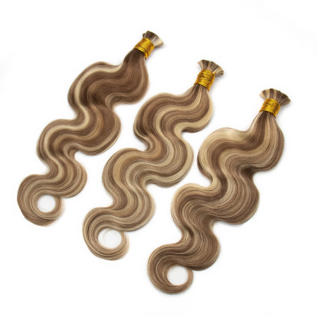 Ywigs #6/60 Mix Color Body Wave Bulk Human Braiding Hair three bundles showing full wave texture