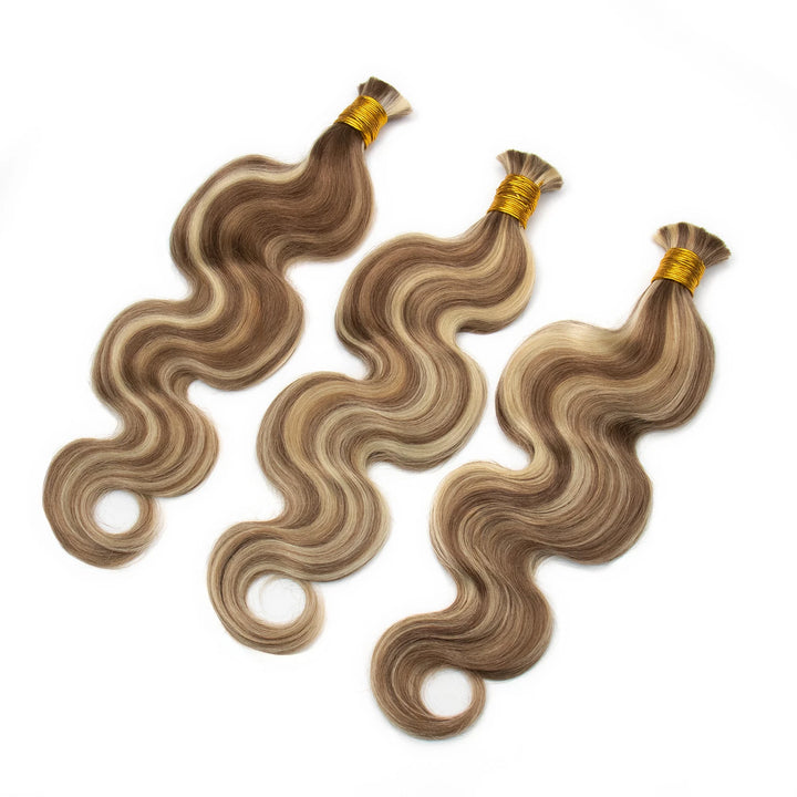 Ywigs #6/60 Mix Color Body Wave Bulk Human Braiding Hair three bundles showing full wave texture
