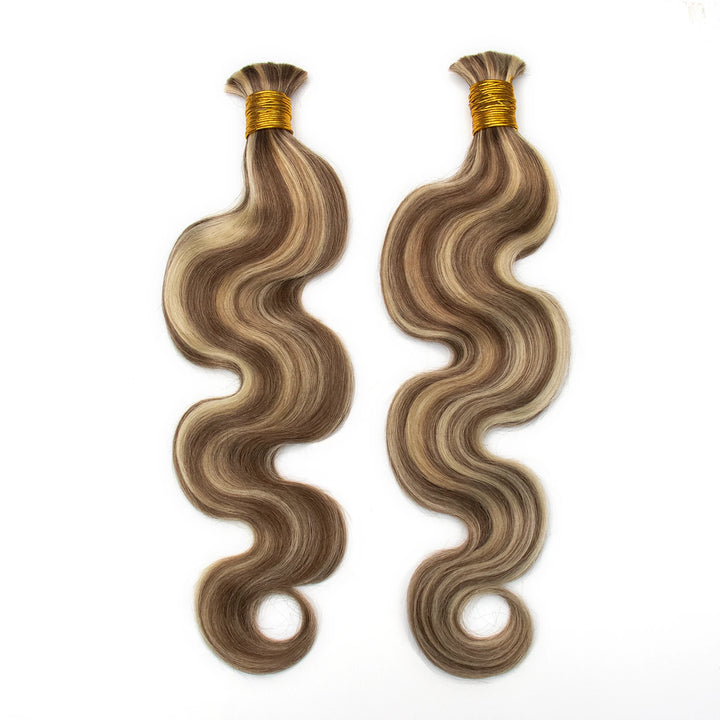 Ywigs #6/60 Mix Color Body Wave Bulk Human Braiding Hair two bundles showing full wave texture