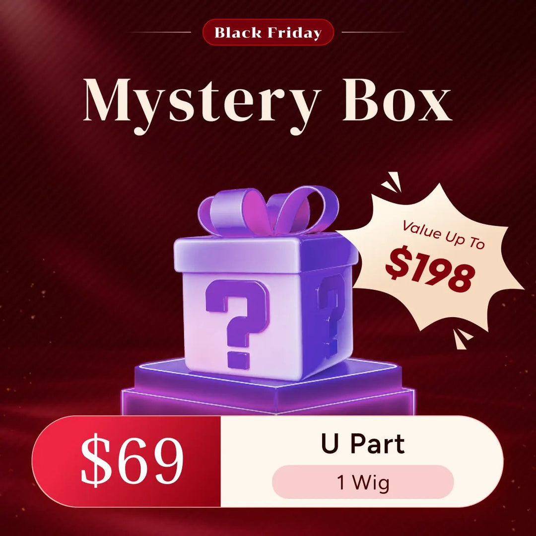 Ywigs Black Friday Human Hair U Part Wig Mystery Box for $69, featuring one surprise wig valued at up to $198