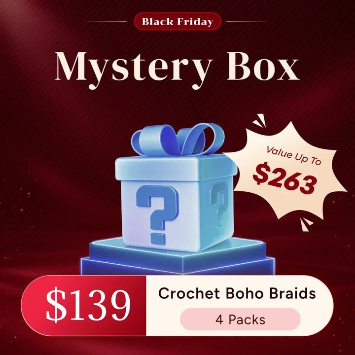 Ywigs Black Friday Crochet Boho Hair Mystery Box for $139, featuring 4 packs with a value of up to $263