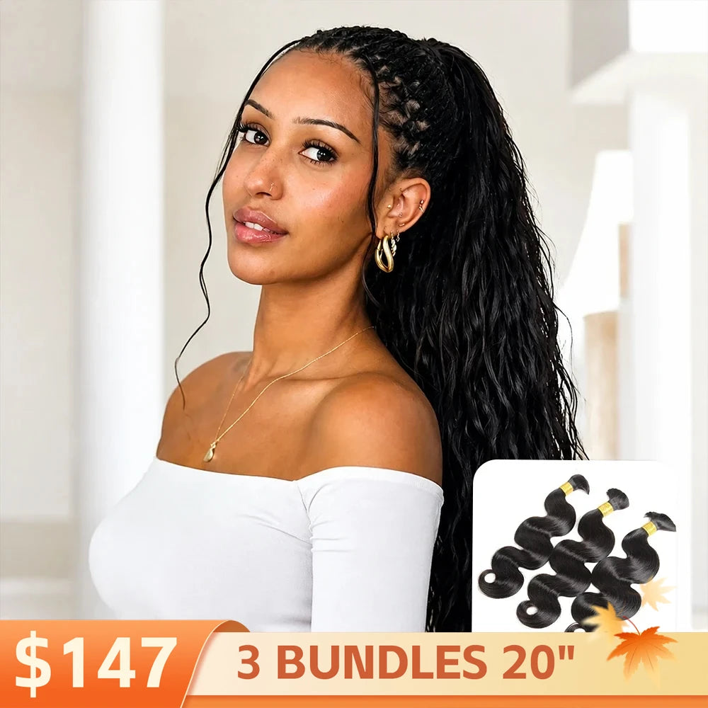 Ywigs Body Wave Bulk Hair Extensions for Braiding front view