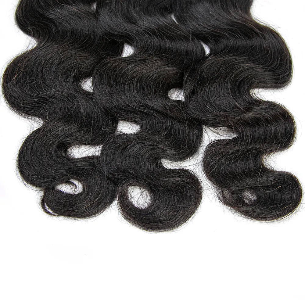 Close-up of Ywigs body wave bulk human braiding hair showing full ends and soft natural waves construction